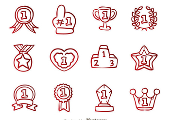 First Place Badge Hand Draw Icons - vector gratuit #326655 