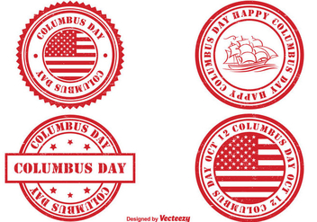 Columbus Day Stamp Set - Free vector #327075