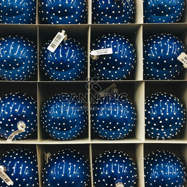 Christmas toys blue balls in the box - image #329245 gratis