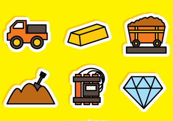 Gold And Diamond Mine Sticker Icons - Free vector #329765