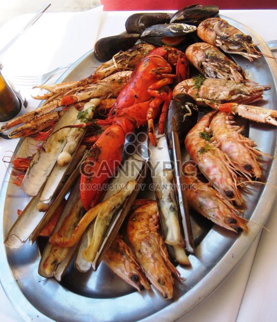 Shrimps and lobster on a plate - бесплатный image #330675