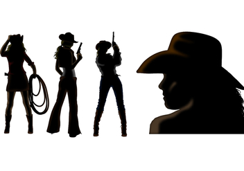 Cowgirl silhouette vectors - Free vector #333945
