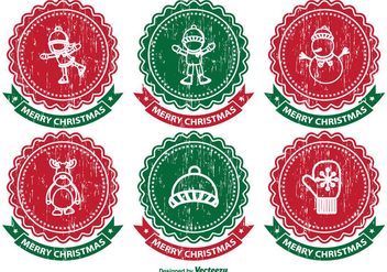 Distressed Christmas Label Set - Free vector #334575