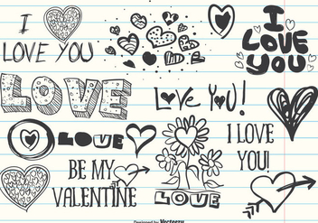 Assorted Cute Love Doodles - Kostenloses vector #336955
