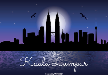 Kuala Lumpur Night Skyline Illustration - Free vector #338085