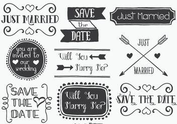 Hand Drawn Style Mariage Label Set - Free vector #338365