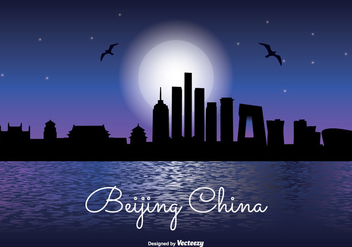 Beijing China Night Skyline Illustration - vector gratuit #338805 