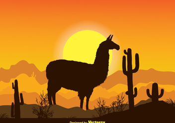 Landscape Alpaca Scene Illustration - vector gratuit #341775 