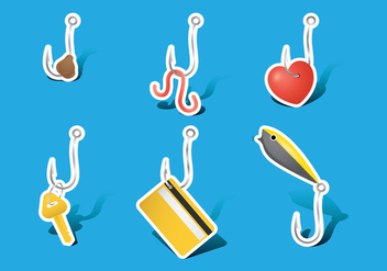 Fish Hooks with Lures - Free vector #341995