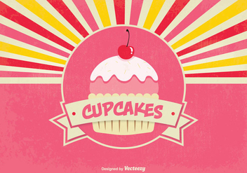 Cute Retro Style Cupcake Background Illustration - Kostenloses vector #342255