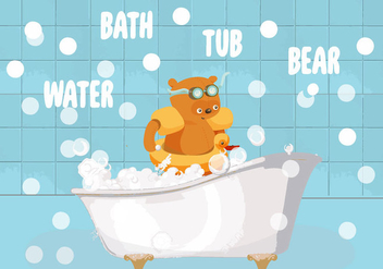 Free Bath Tub Bear Vector Illustration - бесплатный vector #343395