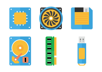 CPU Flat Icons - Free vector #345475
