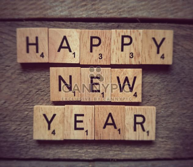 Happy new year text on wooden cubes - image gratuit #347825 