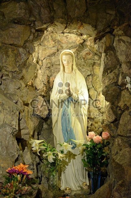 Virgin Mary statue and flowers - image #348415 gratis