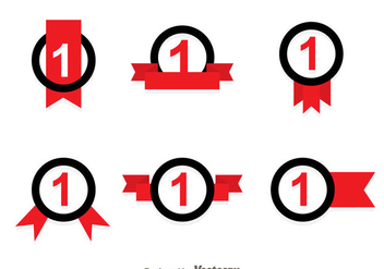 First Place Ribbon Black And Red Icons - Free vector #349725
