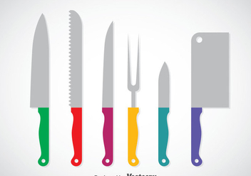 Colorful Cooking Knife Set Vector - Free vector #351975