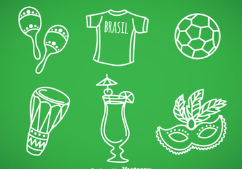 Brasil Hand Draw Icons Vector - vector gratuit #353315 