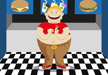 Fat Guy Fast Food Illustration Vector - Kostenloses vector #354275