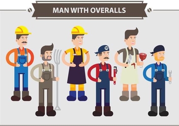 Man With Overalls Vector - Free vector #354315