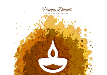 Happy Diwali With Diya On Grunge Background - Free vector #354525