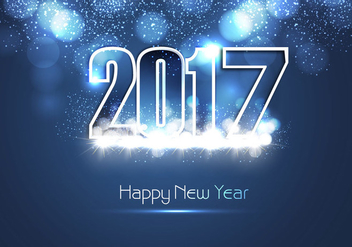 Shiny Blue Happy New Year 2017 Card - Kostenloses vector #354535