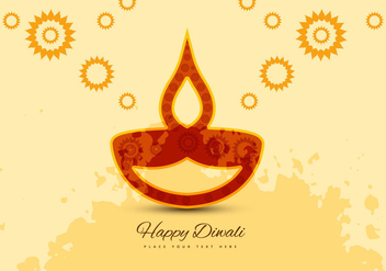 Flora Pattern Diya On Diwali Card - vector gratuit #354695 