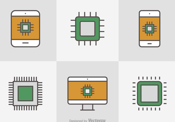 Free Flat Line Microchip Vector Icons - Free vector #356165