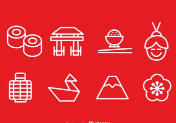 Japanese Outline Icons Vector - vector gratuit #357055 