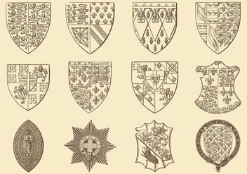 Old Style Drawing Heraldic And Emblem Vectors - Kostenloses vector #357215