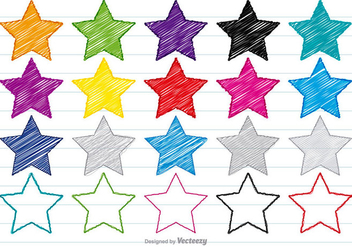 Colorful Scribble Style Star Set - Free vector #358565