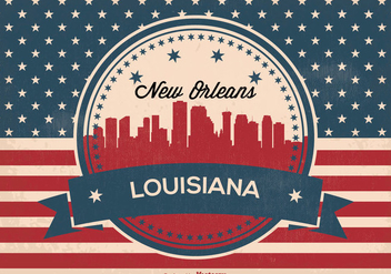 New Orleans Retro Skyline Illustration - vector gratuit #360155 