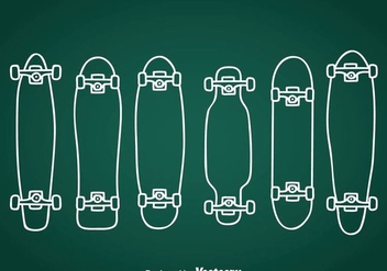 Longboard Hand Drawn Icons - Free vector #361175