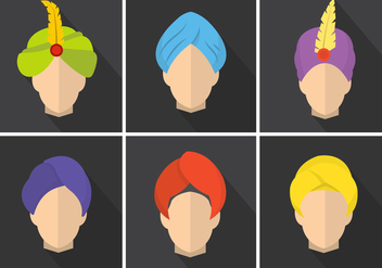 Colorful Flat Vector Turbans - Free vector #361205