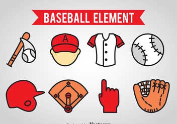 Baseball Element Icons Vector - бесплатный vector #361615