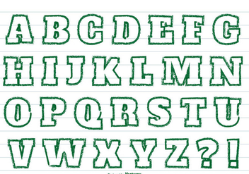 Green Crayon Style Alphabet Set - vector gratuit #362855 