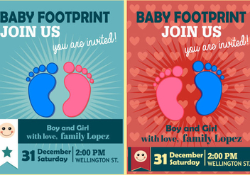 Baby Footprint Poster Flat Vectors - Kostenloses vector #363855