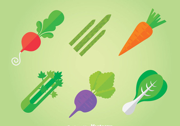 Vegetables Flat Icons Vector - Kostenloses vector #366395