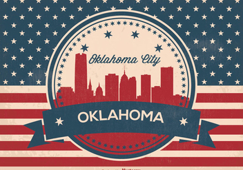Oklahoma City Retro Skyline Illustration - бесплатный vector #368795