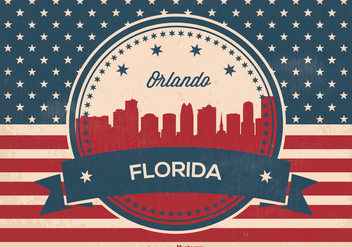 Retro Style Orlando Florida Skyline Illustration - vector gratuit #369125 