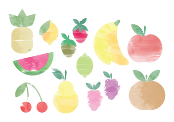Vector Watercolor Fruit Elements - vector gratuit #369785 