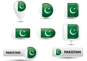 Pakistan Glossy Button - vector gratuit #371775 