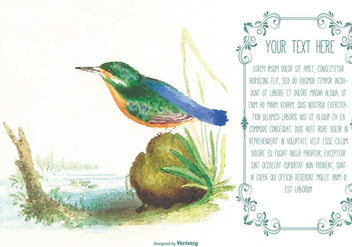 Beautiful Watercolor Bird Text Template - vector gratuit #374275 