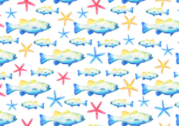 Free Vector Watercolor Bass Fish Background - бесплатный vector #375085