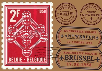 Atomium Brussel Stamp - vector gratuit #376065 