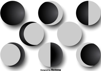 Moon phases icons - vector gratuit #377405 