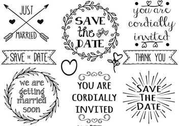 Cute Hand Drawn Style Marriage Labels - Free vector #377925