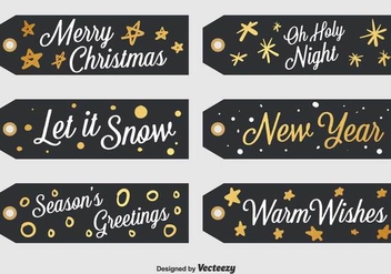 Set Of 6 Black Christmas Labels - Free vector #378965
