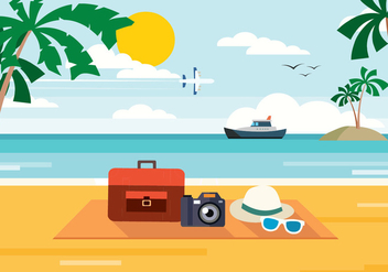 Free Summer Beach Vector Illustration - vector gratuit #379015 