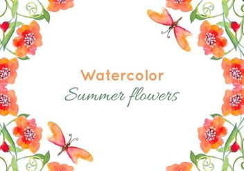 Free Vector Watercolor Poppies Background - бесплатный vector #379045