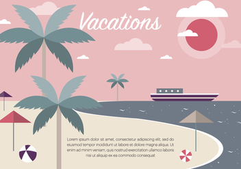 Free Vintage Summer Beach Vector Illustration - Kostenloses vector #379135